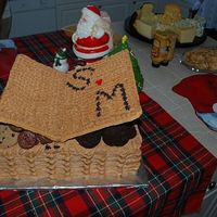 Picnic Basket With Cookies basketweave picnic basket for an engagement party "picnic". I used cake board for top and covered with buttercream stars. Used...