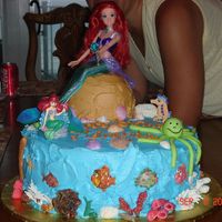 Under The Sea Cake for niece's birthday - Ariel under the Sea. Some fish and coral are made from molds and some coral, turtle, octopus are free hand...