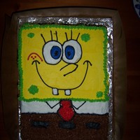 Sponge Bob Cake 1/4 sheet, 3 layers. Chocolate cake with chocolate mousse filling.