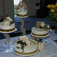 Mom And Dad's 50Th This was for my parents 50th anniversary. My oldest brother and I did this one together. BC with ribbon and silk flowers. It was fun doing...