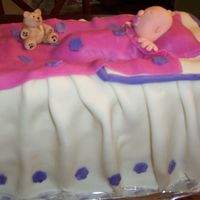 100_9743.jpg Baby shower cake. Layered triple chocolate/vanilla cake with vanilla buttercream filling. Frosted and deco'ed with fondant. *Saw one...