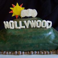 Hollywood Hill Triple chocolate cake filled with mocha filling, covered in chocolate butter cream and chocolate fondant. Hand painted the "hill&quot...