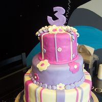 Birthday Cake Tripe tier birthday cake for a friend's 3 year old daughter. Vanilla cake with cookies and cream filling, bottom two layers covered in...