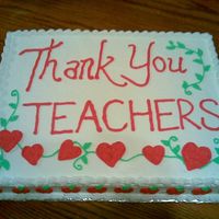 Thank You Teacher Cake Buttercream, Hearts & Apples