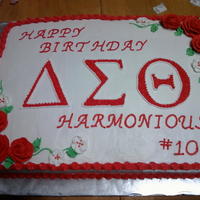 Graduation Cake I made this cake for a co-workers daughters graduation. She wanted a cake with her Sorority on it. This is what I came up with. This is a...