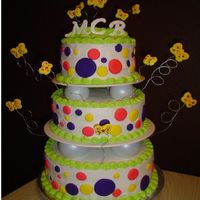 Butterflies And Polk A Dots BC Icing, Royal butterflies, dots, and initals of baby, MCB.