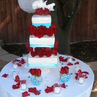 Fresh Flower Cake whipped icing with fresh roses.