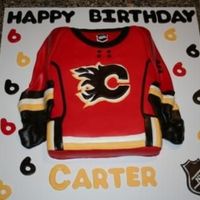 Calgary Flames Jersey Cake My son wanted a Calgary Flames birthday so I saw a picture on here of a different jersey and decided to change it to a Flames Jersey. i...