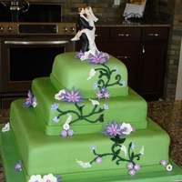 Wedding Cake My first attempt at a square wedding cake...and 3rd stacked cake ever ! ! ! MMF with MMF flowers and buttercream piping (had trouble with...