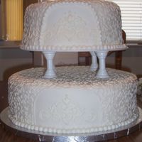 First Wedding Cake this is before the flowers were put on. this was my first wedding cake