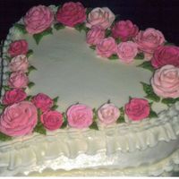 Victorian Roses For My Love HEART PAN, BC ICING AND RUFFLE, LEAVES, ROSES DONE IN ROYAL ICING ANDCHOC. KISSES