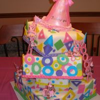 First Birthday Cake All fondant with gum paste bears and ladders