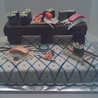 Ready For Dinner Sushi cake for a 30th birthday. A good friend and I worked on this cake for 8 hr.