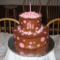 Polka Dot First Birthday Cake I made this cake for my daughter's first birthday. The 10" tier is chocolate cake with chocolate chip buttercream filling. The 6&...