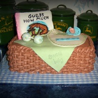 Baby Shower Basket This was my first time doing basket weave. Cake is french vanilla with cream cheese BC. All accents are fondant. TFL!