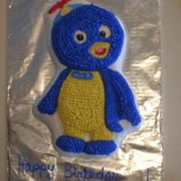 Backyardigans Pablo Cake This was my first attempt with a character cake. I made this for our daughter's 2nd birthday. Its a white cake with buttercream...