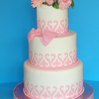 Gumpaste Peonies And Cricut Cut Border Three tier dummy cake. Used my cricut for the border. Love the clean cuts you can get with it.