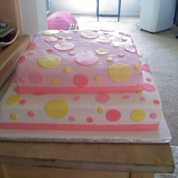 Polka Dots This is a large polka dot cake. The person who wanted it did not want the layers tall. So it looks a little squished.