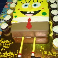 Spongebob 3D Another Spngebob cakeyellow cake with strawberriesand yellow and chocolate cup cakes '