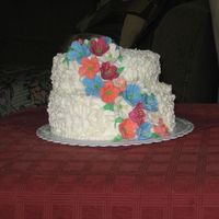 My First Paid Cake! I enjoyed doing the royal icing flowers. They're petunias according to Michael's! lol