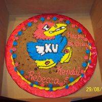 Ku Jayhawk Cookie Chocolate Chip Cookie decorated in buttercream.