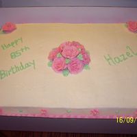 85Th Birthday Cake ( Strawberry) This is a cake I made for a lady who was turning 85. The cake is strawberry decorated in buttercream. Her only request was roses. She loved...