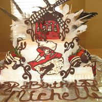 Moulin Rouge This is my third cake, I really like the way it turned out. White cake with buttercream frosting. I did my first chocolate transfers for...