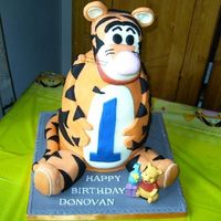 Tigger I made this for my friends little boy's 1st bday, it's vanilla cake with vanilla buttercream. TFL