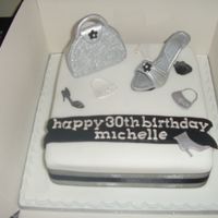 Shoe And Bag Cake the shoe was made with the jem set and the handbag with a hand drawn template, both painted with silver