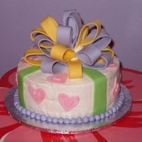 Birthday Cake With Fondant Bow 