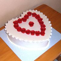Heart Cake With Red Candy Clay Roses 