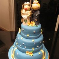 Attraction In Blue Bride wanted a humorous cake topper and picked this one from a mag. I customized it to represent them.