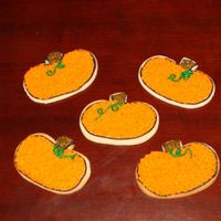 Pumpkins With Vines I had some green when I made these cookies this time so I added vines. Almond bc icing.