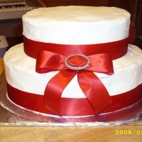 Square Wedding Cake With Ribbon & Bow Funfetti cake with homemade crusting BC icing (Viva method). Real ribbon border & bow. My first wedding (ish) cake. Hopefully they'...