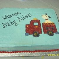 Firetruck Baby Shower Cake All BC icing. The firetruck is off the bedding that the parent's picked out from Burlington.