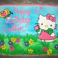 Hello Kitty Birthday Cake This one was also an order. It is white cake with strawberry filling. Buttercream icing. Hello Kitty and Butterfly are made using color...