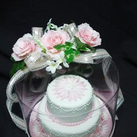 Mini Wedding Cake Mini 2 tier wedding cake. Bottom 6", top 4" chocolate cake with ganache. All fondant