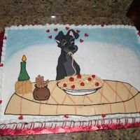 Lonely Tramp Lady was suppose to be on the cake but I ran out of time, so I called it the "Tramp was stood up on Valentines Day" Cake.