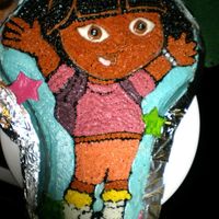 Dora Cake I used the Dora cake pan from Wilton for this. I just filled it in with the #16 tip and tinted buttcream icing.