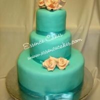 Turquoise And Peach Wedding Cake 