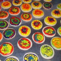 Tye Dye Multiple tye dye cookies for 70's themed party. These were fun...DH & DD helped pick the color combos :)