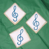Treble Clef Cookies For a meet and greet at hubby's work.....logo is a blue treble clef....manager wanted something simple that reflected the company.
