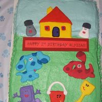 Blue's Clues Birthday Cake Made for DD's 2nd birthday party. Dark chocolate cake with vanilla buttercream icing. Figures are royal icing. Thanks to CC for...