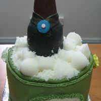 Ice Bucket plastic bottle covered with mmf. cake covered with bc. ice is sugar mold