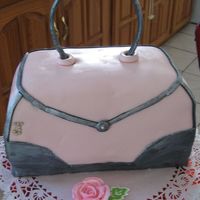 My First Mmf Purse Cake Used MMF. Royal icing rose and leaves.