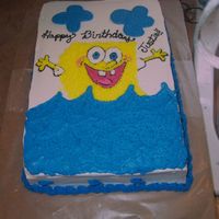 Spongebob spongebob cake for nephews 8th b-day.choc cake w/ bc