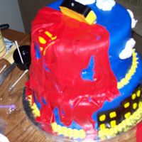 Superman Cake For My Nephew's 4Th Birthday Party Just a view of the back of the cake. The cape is rippied and supposed to look like Superman was in a battle or something... lol...