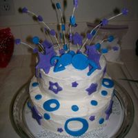 New Years 2007 A chocolate and Vanilla alternating layered cake w/ buttercream icing and fondant decorations :D I used florist wire for the decor at the...