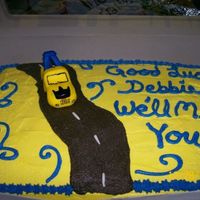 Tow Truck Cake A chocolate cake with yellow tinted buttercream. I made this for a goodbye party at my moms work. She is a dispatcher for a tow truck...