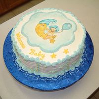 Baby Boy Moon Theme This is a buttercream cake with a chocopan plaque (I chose chocopan because it does not harder completely and remains a little flexible,...